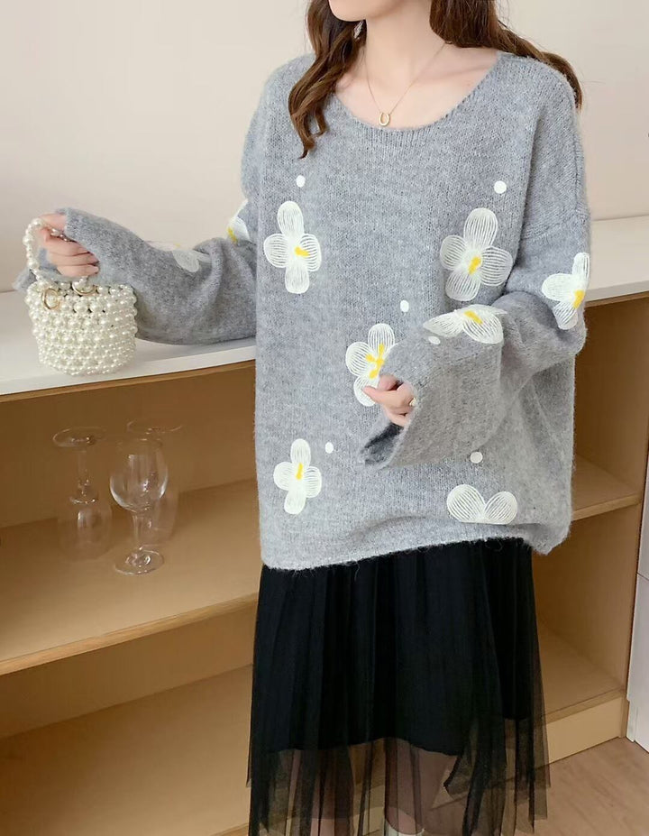 【tops】プリントニットセーター　M28628