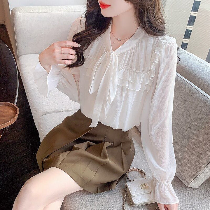 【tops】リボン付きブラウス　M29095