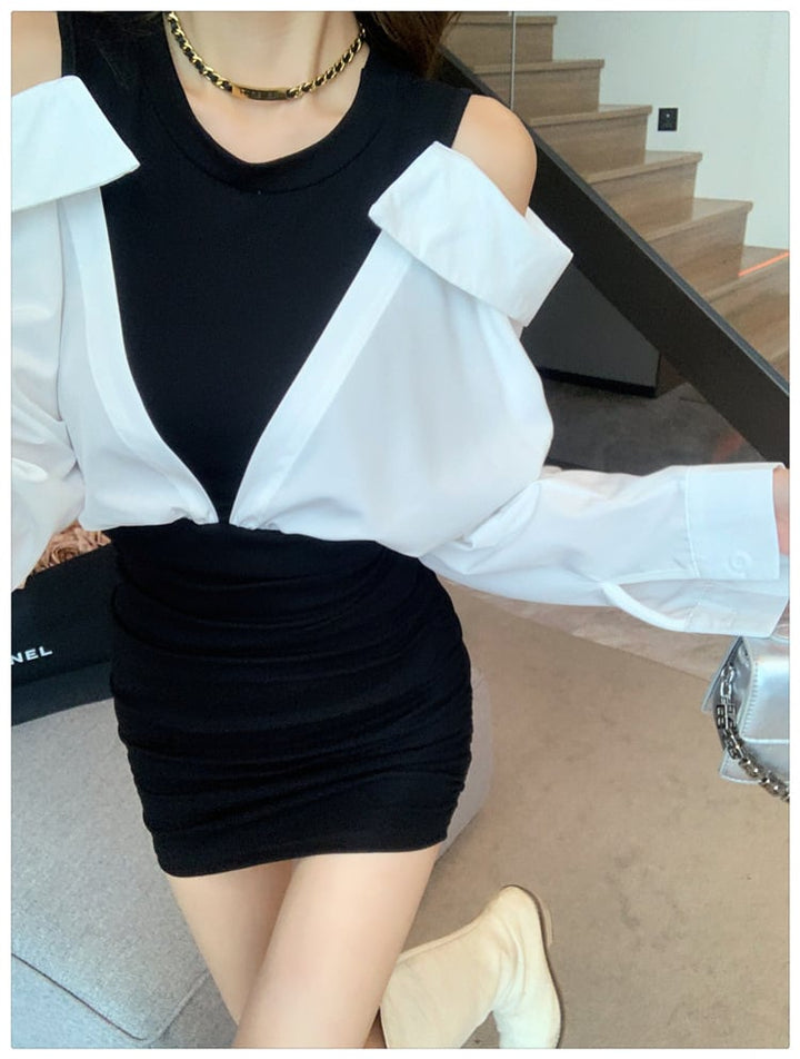 【dress】人気を独占中 ファッション切り替えワンピース　M17637