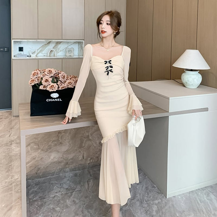 【dress】スリットマーメイドワンピース　M18366