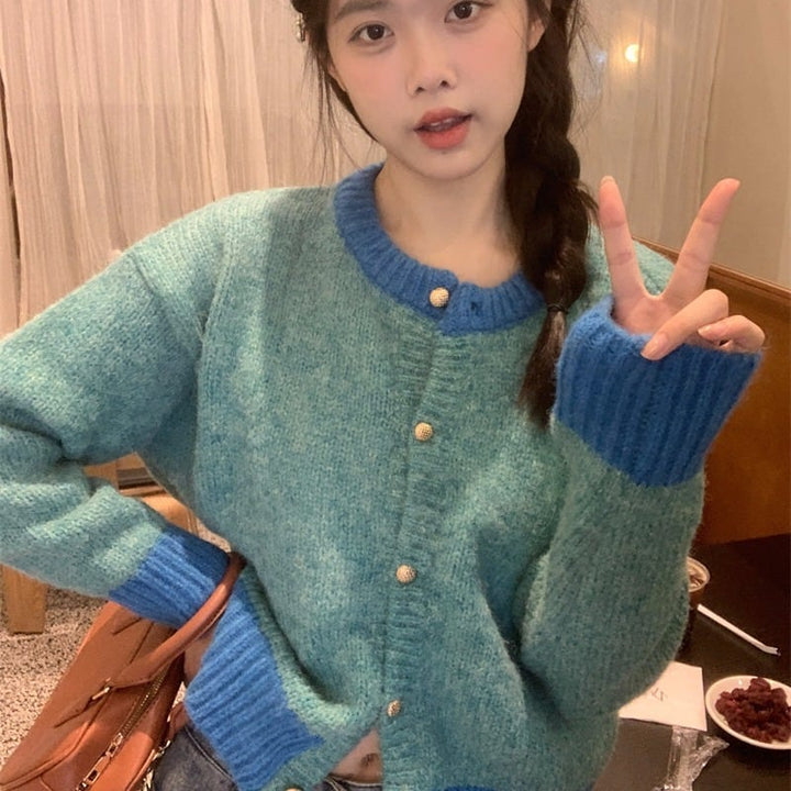 【outer】配色ニットカーデ　M26904
