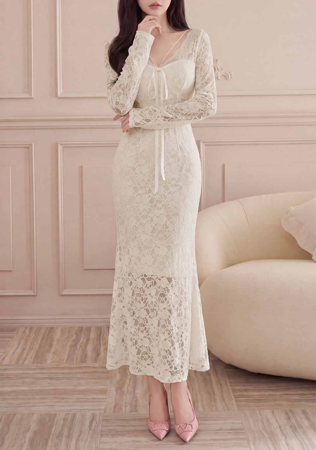 【dress】レースマーメイドワンピース   N3847