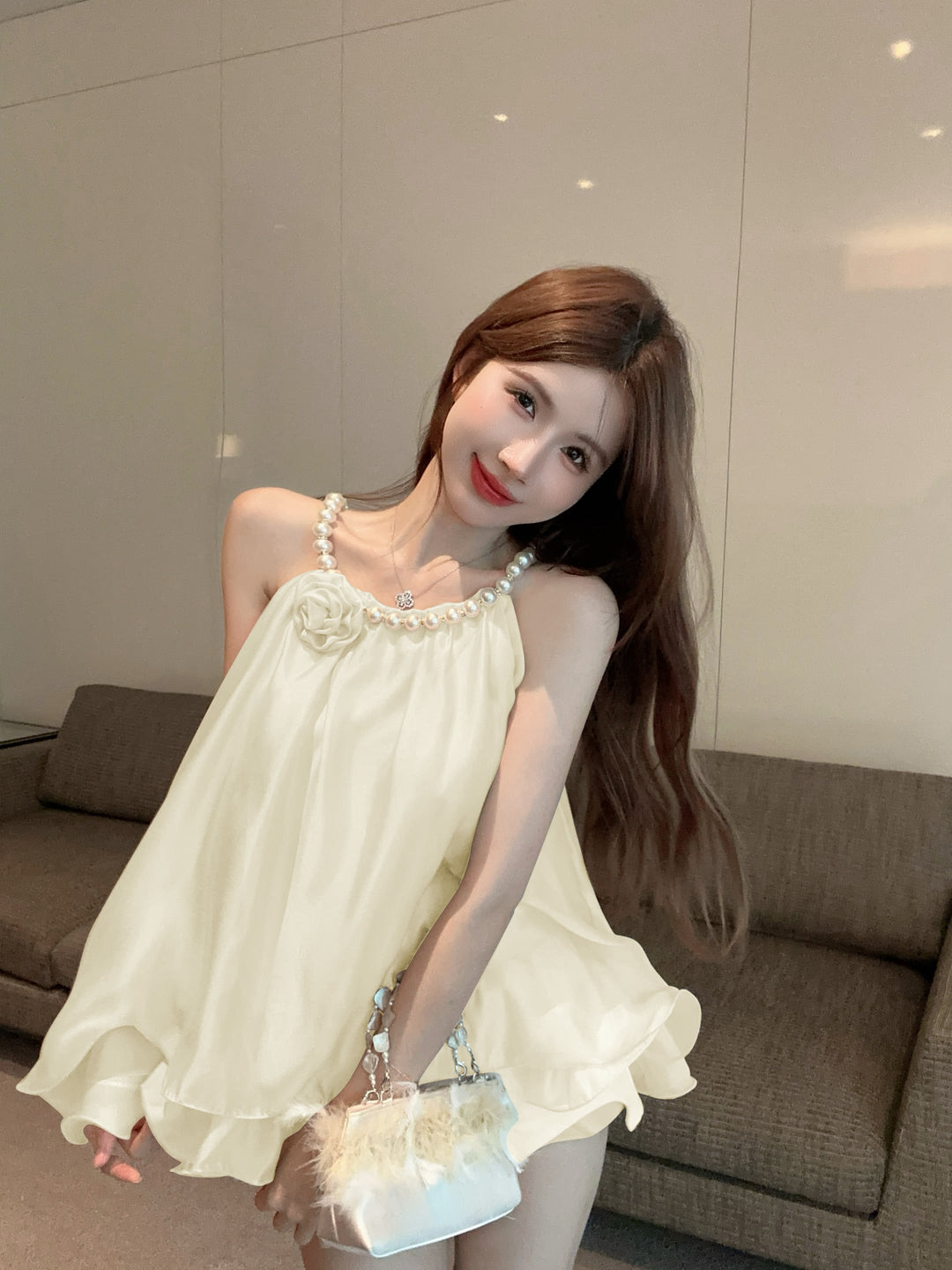 【tops】パールホルターネックトップス　M24630