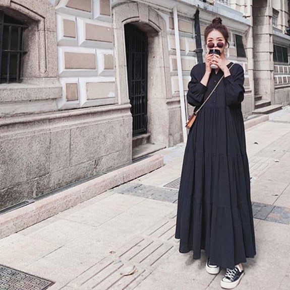 【dress】高級感 シンプル無地デートワンピース韓国系超人気　M16809