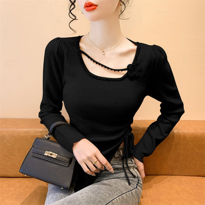 【tops】ビジュー不規則 イレギュラーニットトップス　M28665