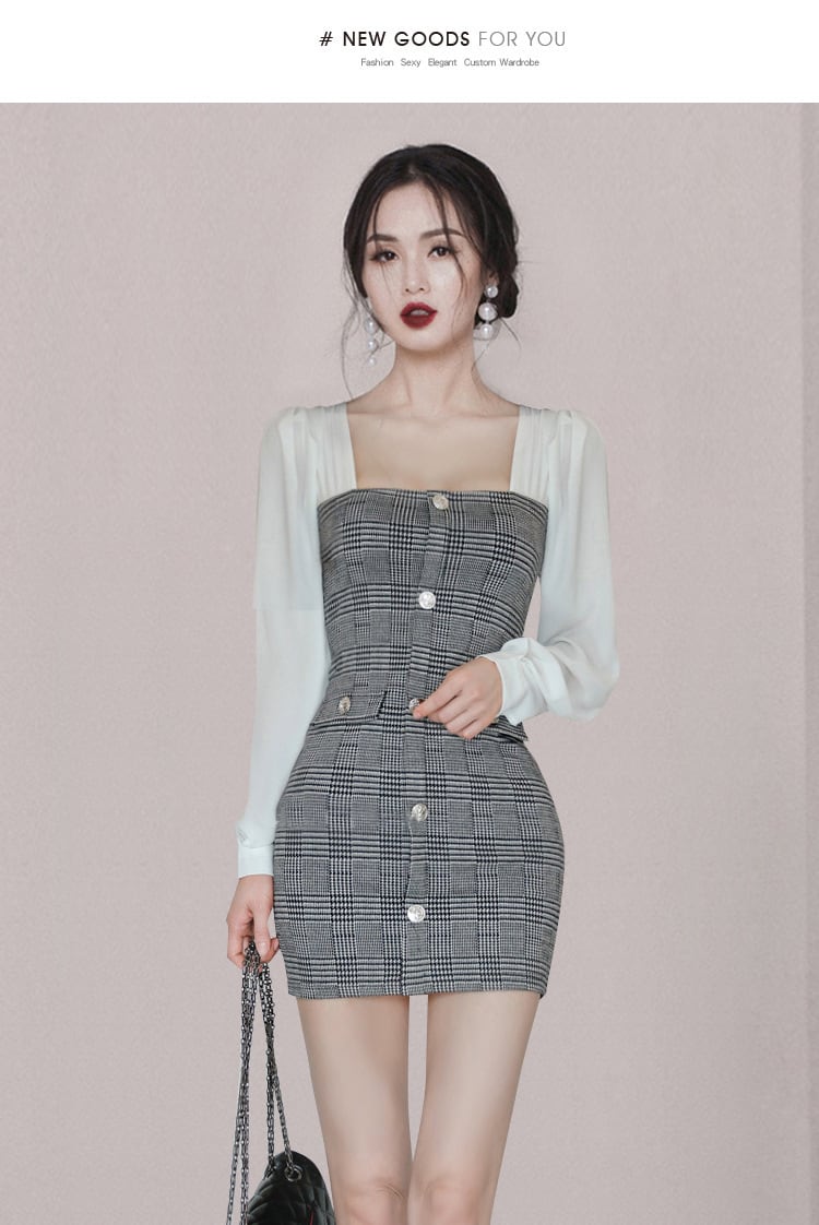 【dress】細身効果抜群♪切り替えデートワンピース　M17607