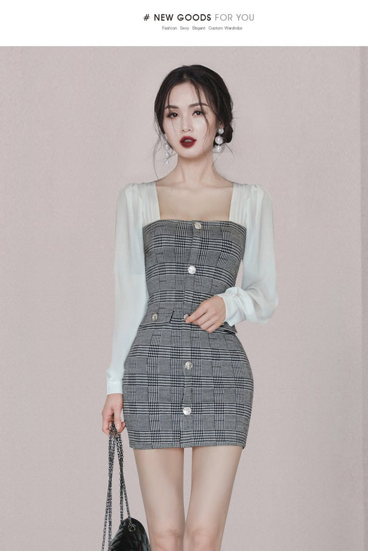 【dress】細身効果抜群♪切り替えデートワンピース　M17607