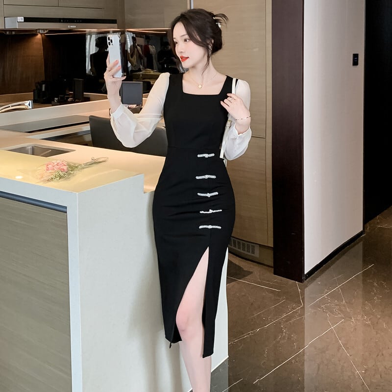 【dress】今季マストバイエレガント切り替えワンピース　M17420