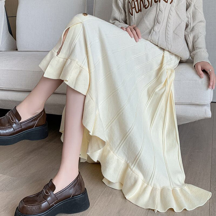 【bottoms】ボタンデザインニットスカート　M18519
