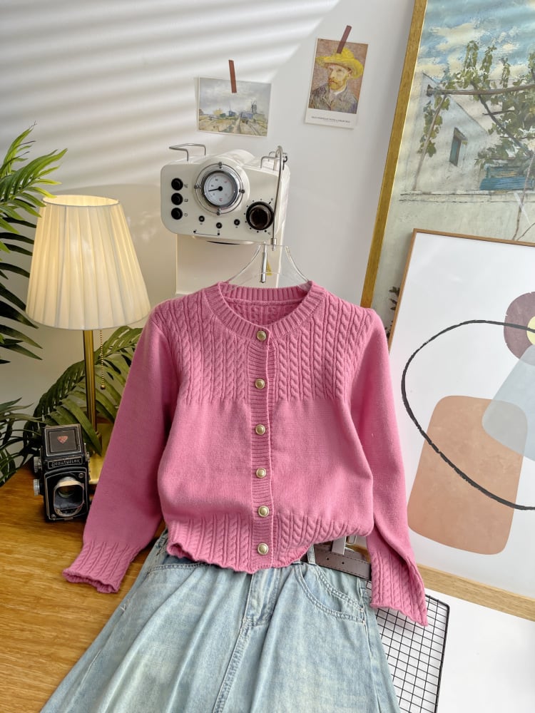 【outer】クルーネックニットカーデ　M25884
