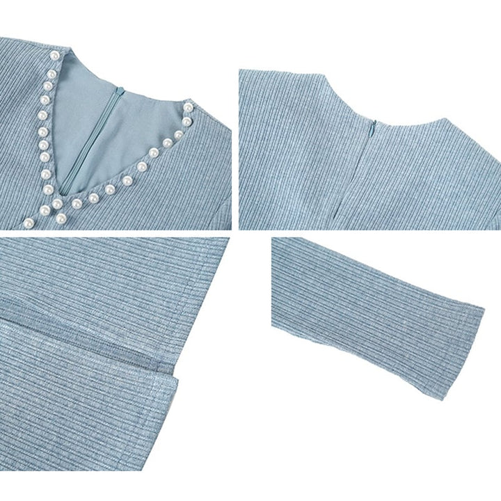 【dress】パール付きニットワンピース Q7507