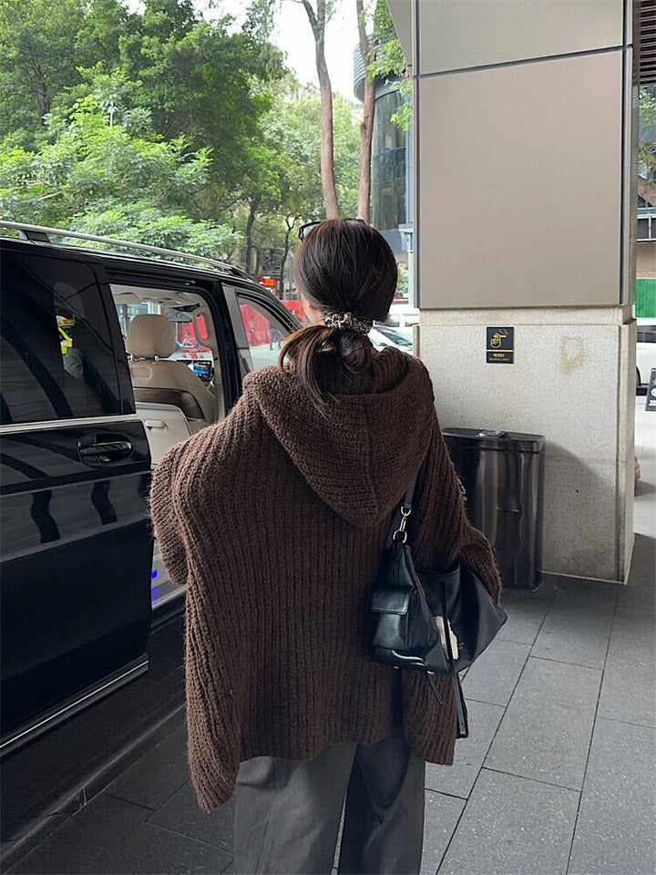 【outer】フード付きニットカーデ　M27660