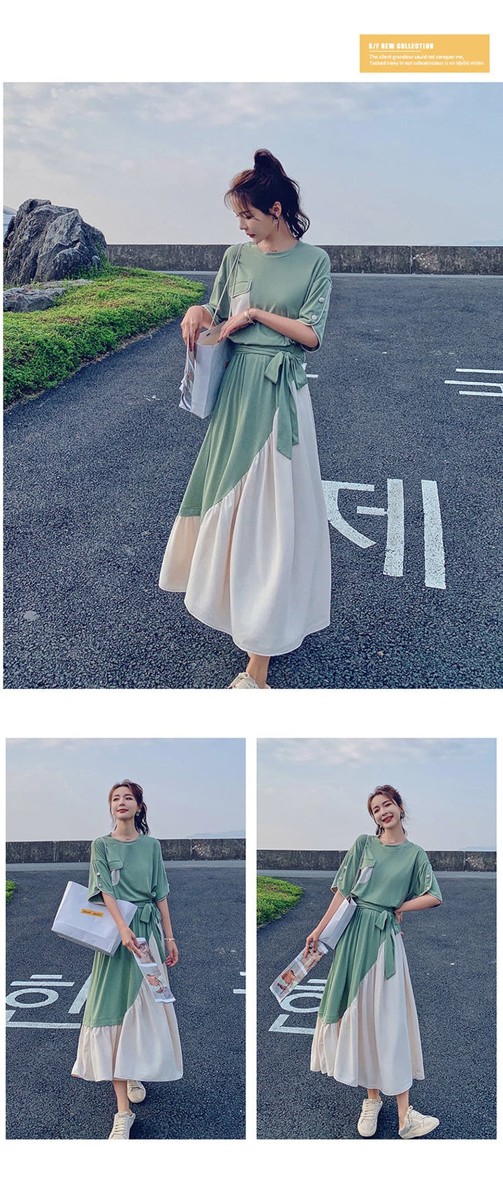 【dress】人気上昇中ファッション切り替えTシャツワンピース　M16990