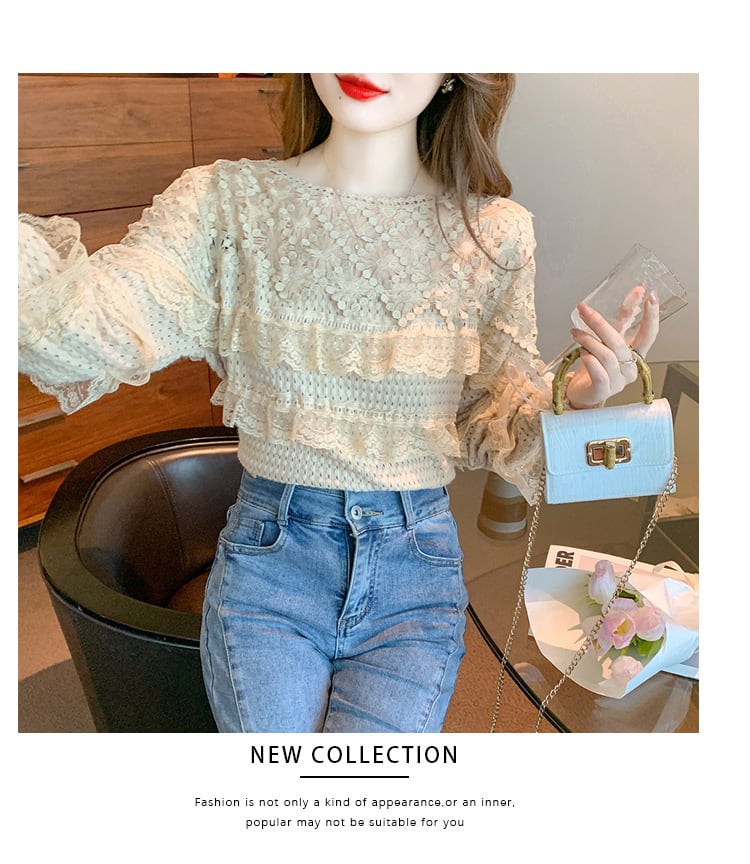 【tops】レースドッキングフリルトップス　M18402