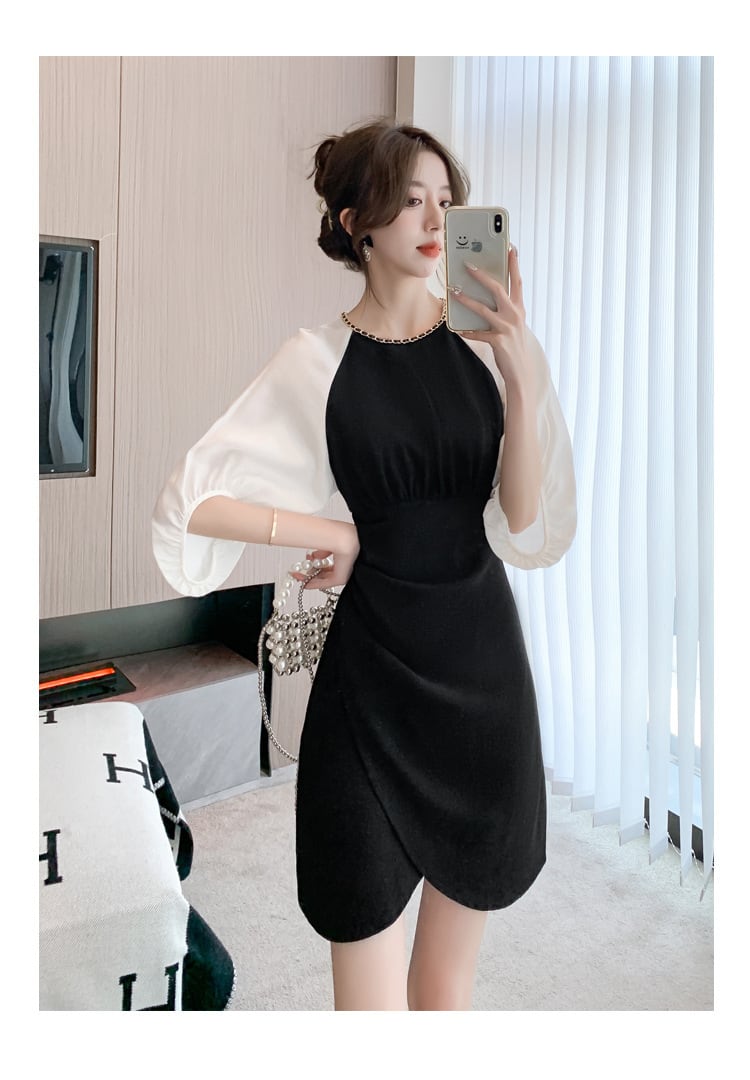 【dress】高級感 エレガント切り替えデートワンピース　M17499