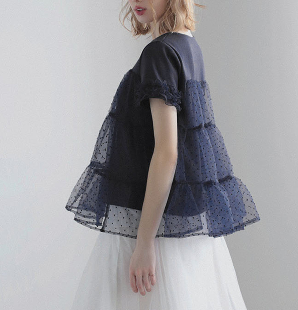 【tops】ティアードチュールトップス   N3633