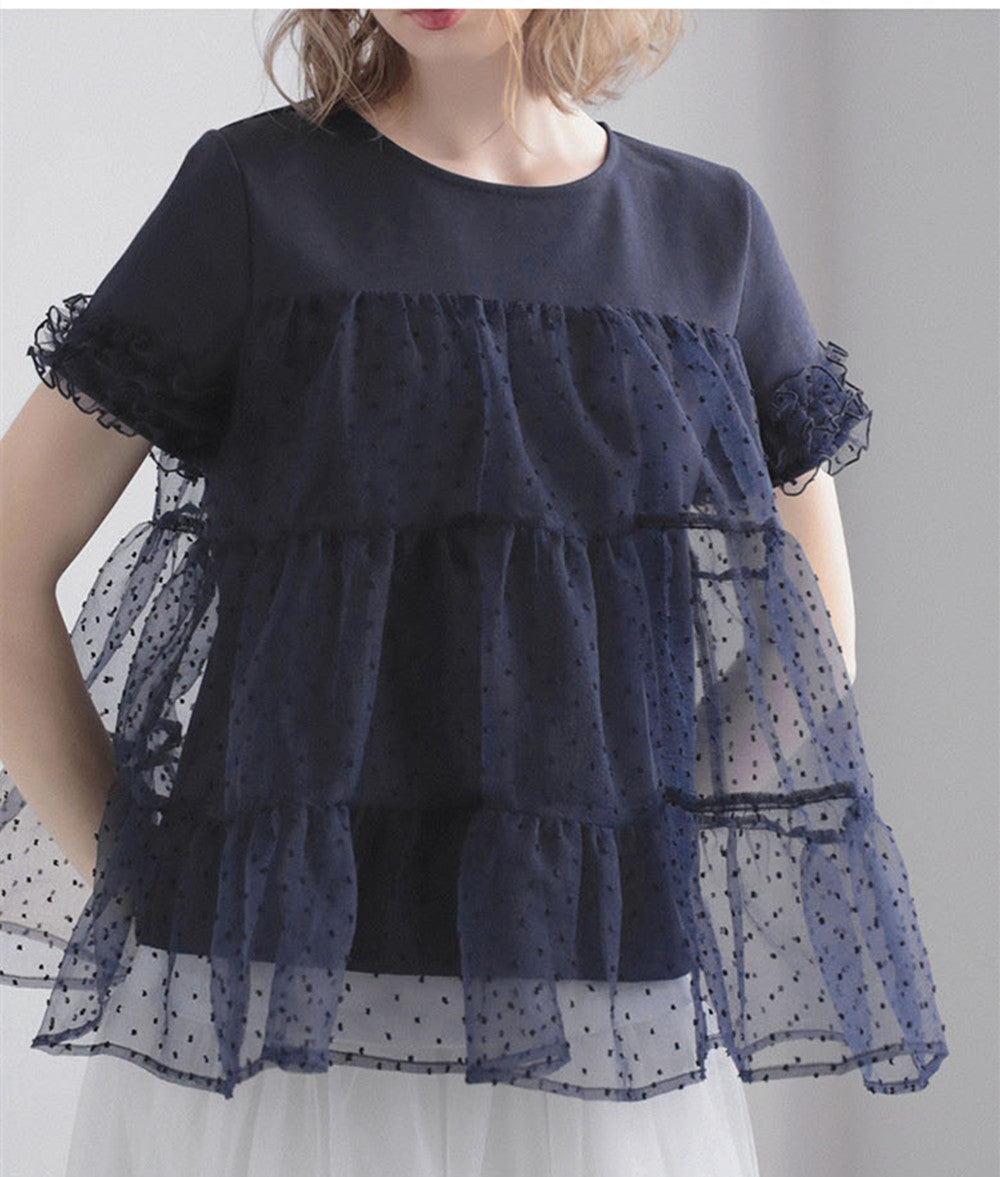 【tops】ティアードチュールトップス   N3633