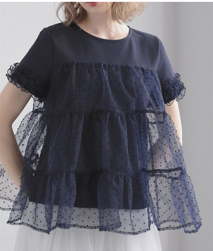 【tops】ティアードチュールトップス   N3633