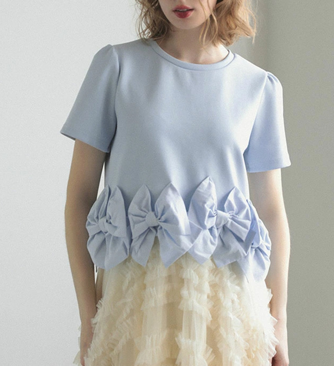 【tops】リボンフリルトップス   N3634