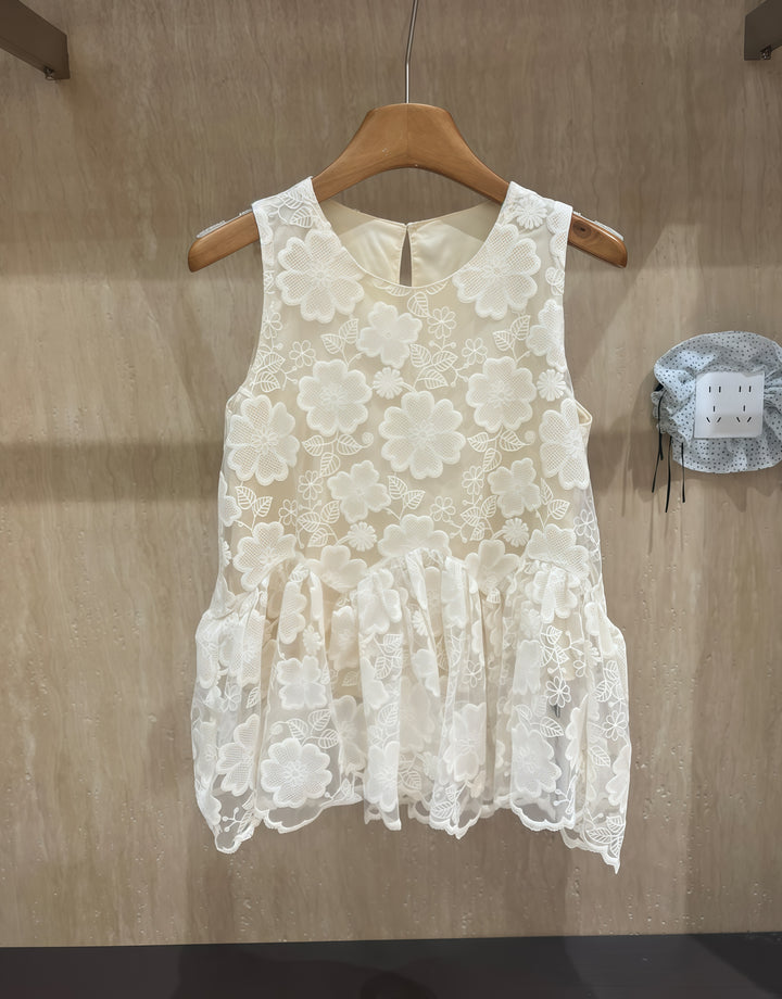 【tops】フラワー柄レーストップス Q8767